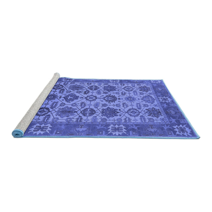 Sideview of Machine Washable Oriental Blue Industrial Rug, wshurb1405blu
