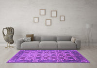 Machine Washable Oriental Purple Industrial Rug, wshurb1405pur