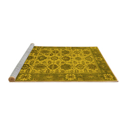 Sideview of Machine Washable Oriental Yellow Industrial Rug, wshurb1405yw