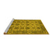 Sideview of Machine Washable Oriental Yellow Industrial Rug, wshurb1405yw