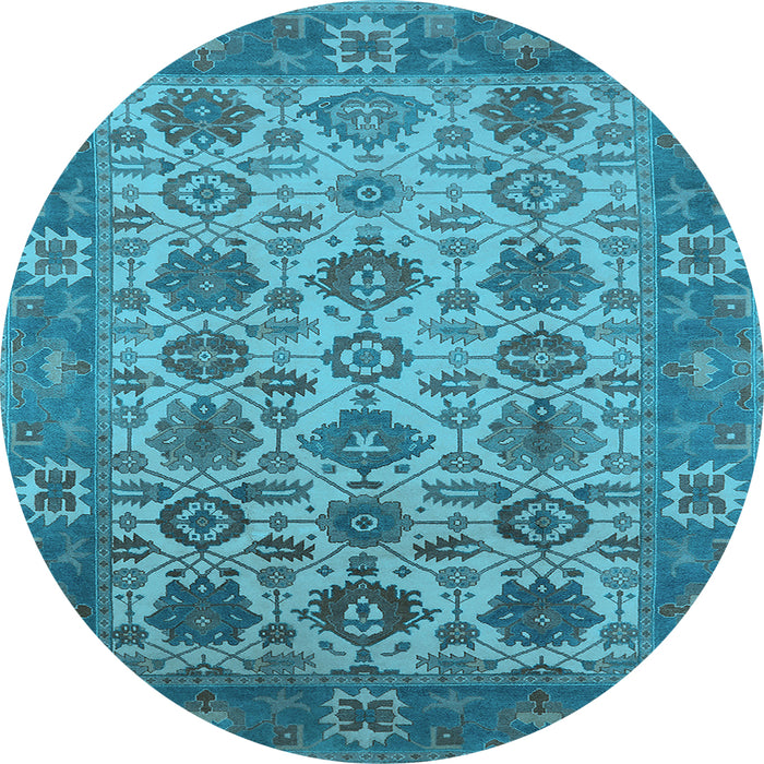 Round Oriental Light Blue Industrial Rug, urb1405lblu