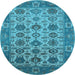 Round Oriental Light Blue Industrial Rug, urb1405lblu