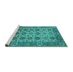 Sideview of Machine Washable Oriental Turquoise Industrial Area Rugs, wshurb1405turq
