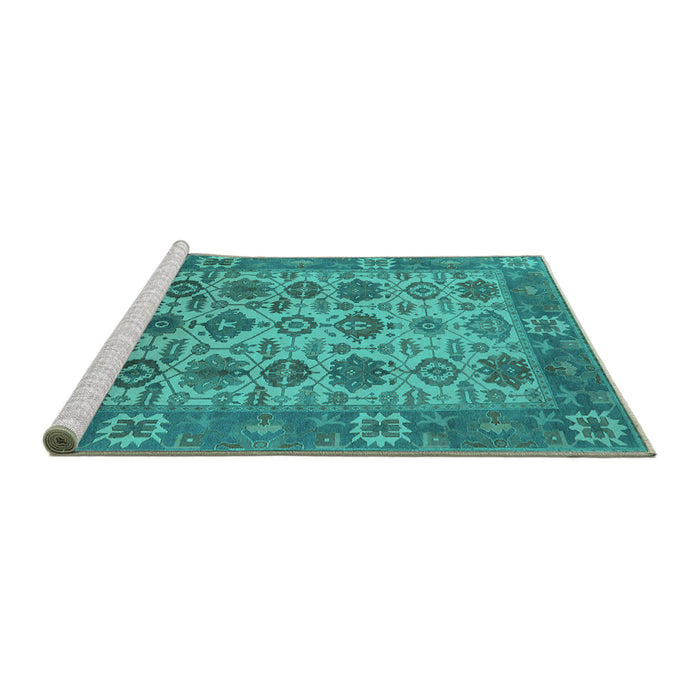 Sideview of Machine Washable Oriental Turquoise Industrial Area Rugs, wshurb1405turq