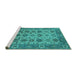 Sideview of Machine Washable Oriental Turquoise Industrial Area Rugs, wshurb1405turq