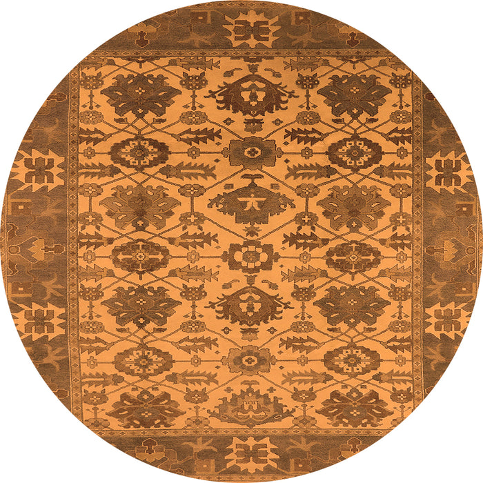 Round Machine Washable Oriental Orange Industrial Area Rugs, wshurb1405org