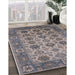 Mid-Century Modern Carbon Gray Oriental Rug in Family Room, urb1405