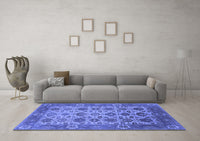 Machine Washable Oriental Blue Industrial Rug, wshurb1405blu