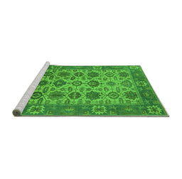 Sideview of Machine Washable Oriental Green Industrial Area Rugs, wshurb1405grn