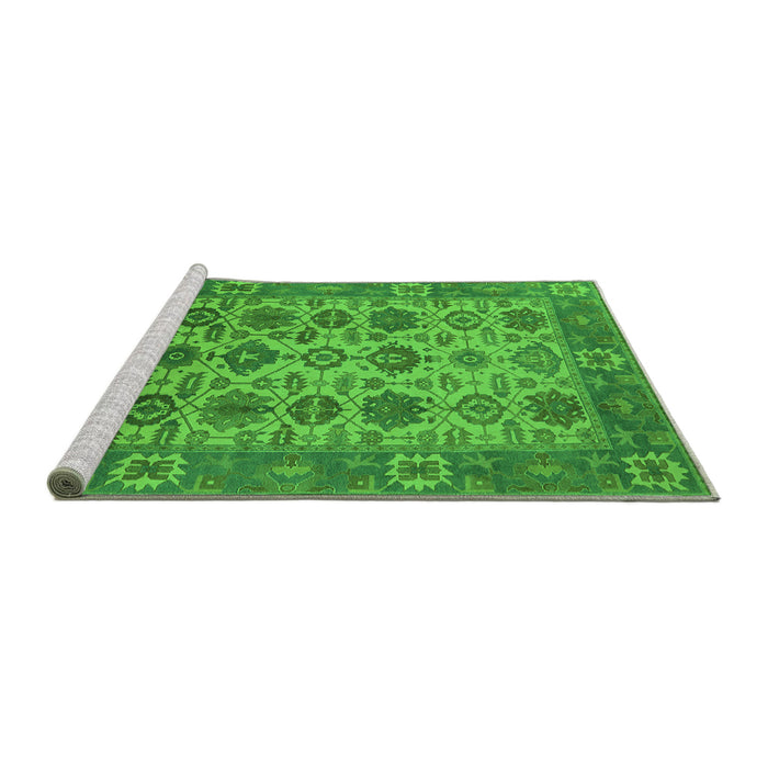 Sideview of Machine Washable Oriental Green Industrial Area Rugs, wshurb1405grn