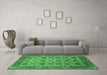 Machine Washable Oriental Emerald Green Industrial Area Rugs in a Living Room,, wshurb1405emgrn