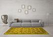 Machine Washable Oriental Yellow Industrial Rug in a Living Room, wshurb1405yw