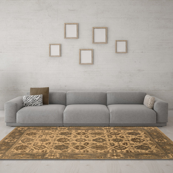 Machine Washable Oriental Brown Industrial Rug in a Living Room,, wshurb1405brn