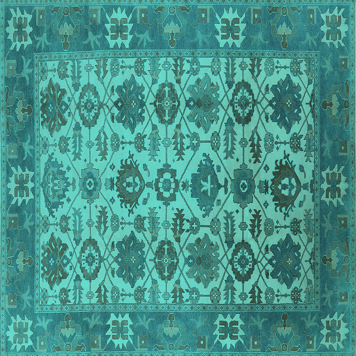 Square Oriental Turquoise Industrial Rug, urb1405turq