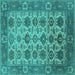 Square Oriental Turquoise Industrial Rug, urb1405turq