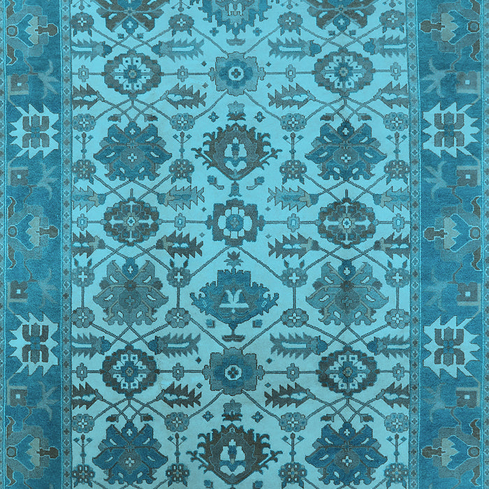 Machine Washable Oriental Light Blue Industrial Rug, wshurb1405lblu