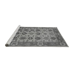 Sideview of Machine Washable Oriental Gray Industrial Rug, wshurb1405gry