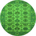 Round Oriental Green Industrial Rug, urb1405grn