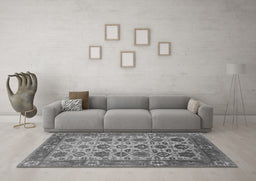 Machine Washable Oriental Gray Industrial Rug in a Living Room,, wshurb1405gry