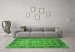 Machine Washable Oriental Green Industrial Area Rugs in a Living Room,, wshurb1405grn