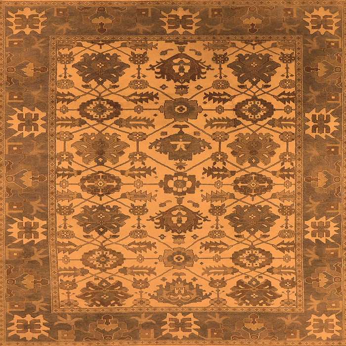 Square Machine Washable Oriental Orange Industrial Area Rugs, wshurb1405org