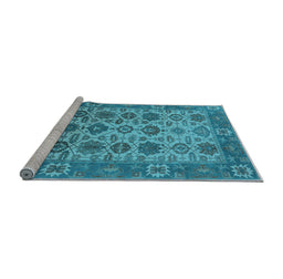 Sideview of Machine Washable Oriental Light Blue Industrial Rug, wshurb1405lblu