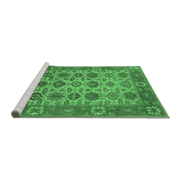 Sideview of Machine Washable Oriental Emerald Green Industrial Area Rugs, wshurb1405emgrn
