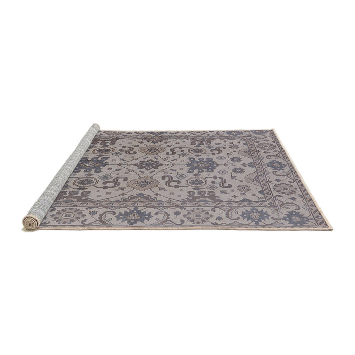 Sideview of Machine Washable Industrial Modern Silver Pink Rug, wshurb1406