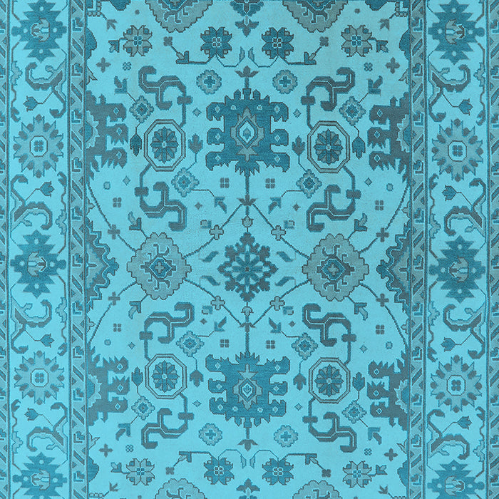 Machine Washable Oriental Light Blue Traditional Rug, wshurb1406lblu