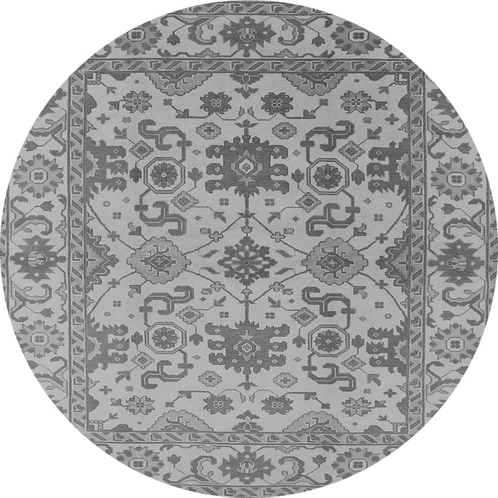 Round Machine Washable Oriental Gray Traditional Rug, wshurb1406gry