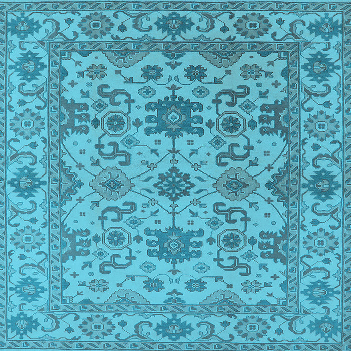 Square Machine Washable Oriental Light Blue Traditional Rug, wshurb1406lblu