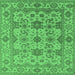 Square Oriental Emerald Green Traditional Rug, urb1406emgrn