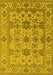 Machine Washable Oriental Yellow Traditional Rug, wshurb1406yw