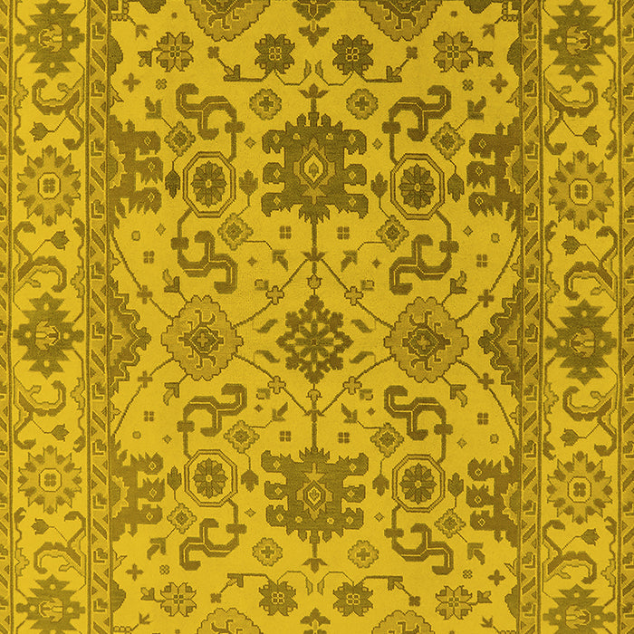 Machine Washable Oriental Yellow Traditional Rug, wshurb1406yw
