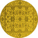 Round Oriental Yellow Traditional Rug, urb1406yw