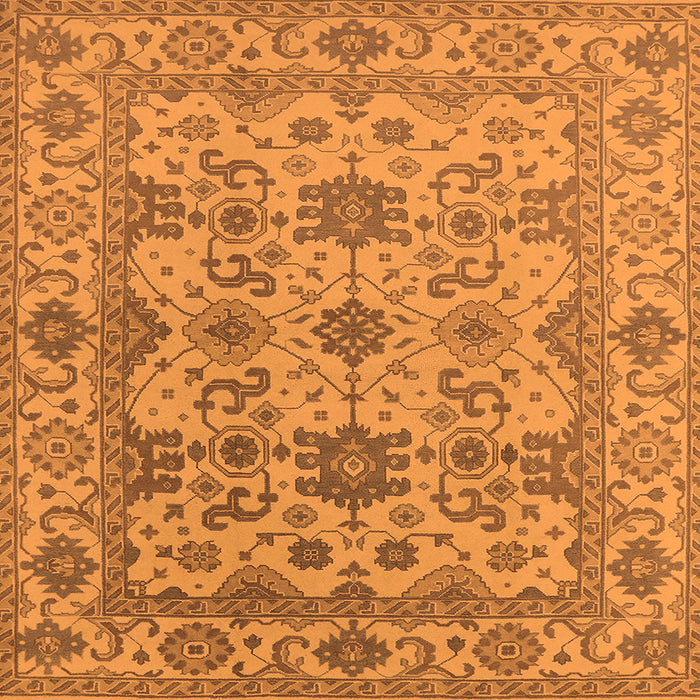 Square Machine Washable Oriental Orange Traditional Area Rugs, wshurb1406org