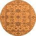 Round Oriental Orange Traditional Rug, urb1406org