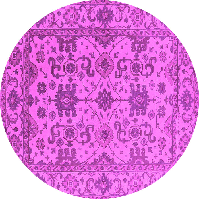 Round Machine Washable Oriental Pink Traditional Rug, wshurb1406pnk