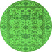 Round Oriental Green Traditional Rug, urb1406grn