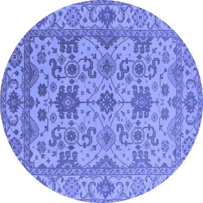 Round Oriental Blue Traditional Rug, urb1406blu