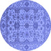 Round Oriental Blue Traditional Rug, urb1406blu