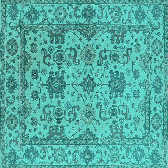 Square Oriental Turquoise Traditional Rug, urb1406turq