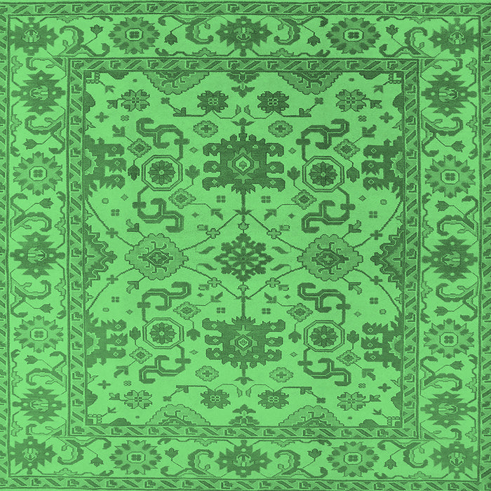 Square Machine Washable Oriental Emerald Green Traditional Area Rugs, wshurb1406emgrn