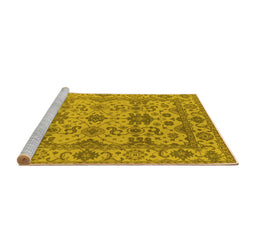 Sideview of Machine Washable Oriental Yellow Traditional Rug, wshurb1406yw