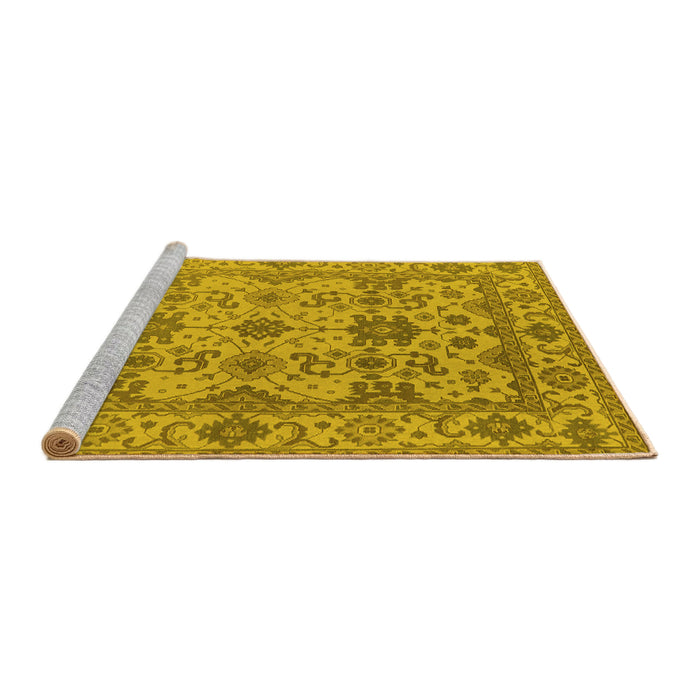Sideview of Machine Washable Oriental Yellow Traditional Rug, wshurb1406yw