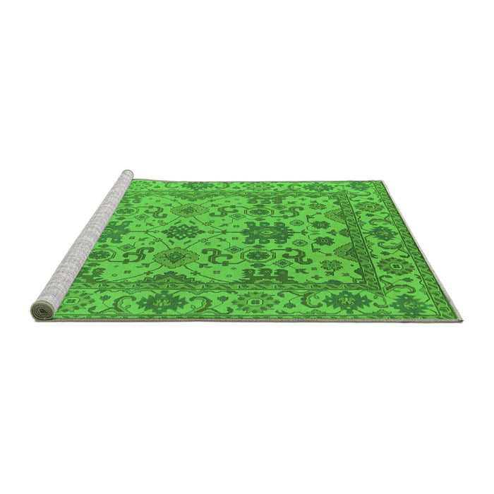 Sideview of Machine Washable Oriental Green Traditional Area Rugs, wshurb1406grn