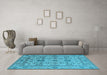 Machine Washable Oriental Light Blue Traditional Rug in a Living Room, wshurb1406lblu