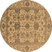 Round Oriental Brown Traditional Rug, urb1406brn