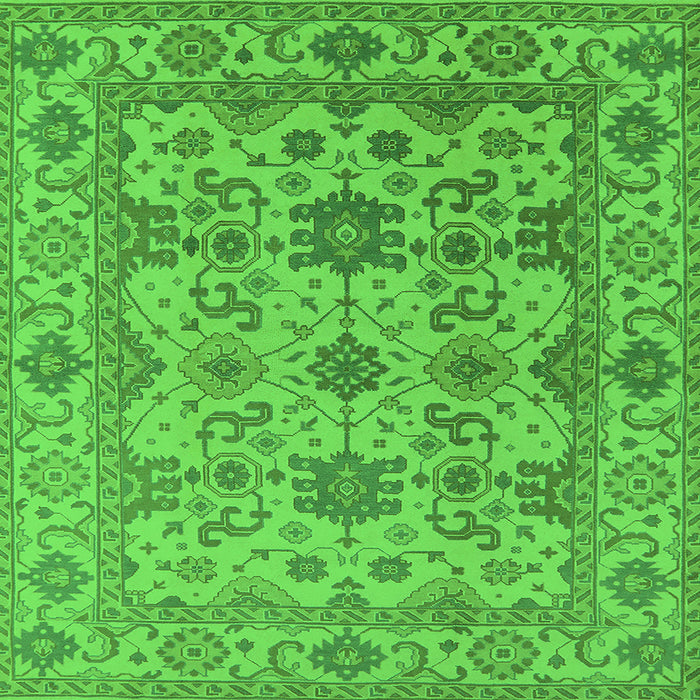 Square Oriental Green Traditional Rug, urb1406grn