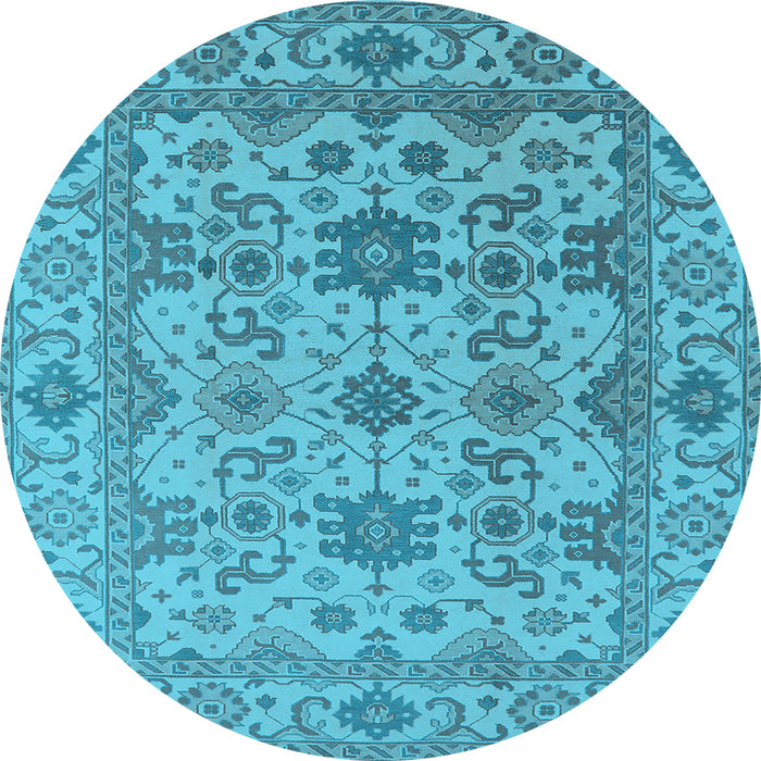 Round Oriental Light Blue Traditional Rug, urb1406lblu